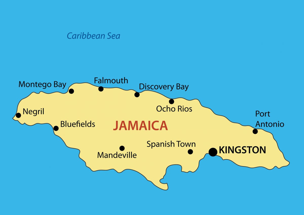 Kort over jamaica byer