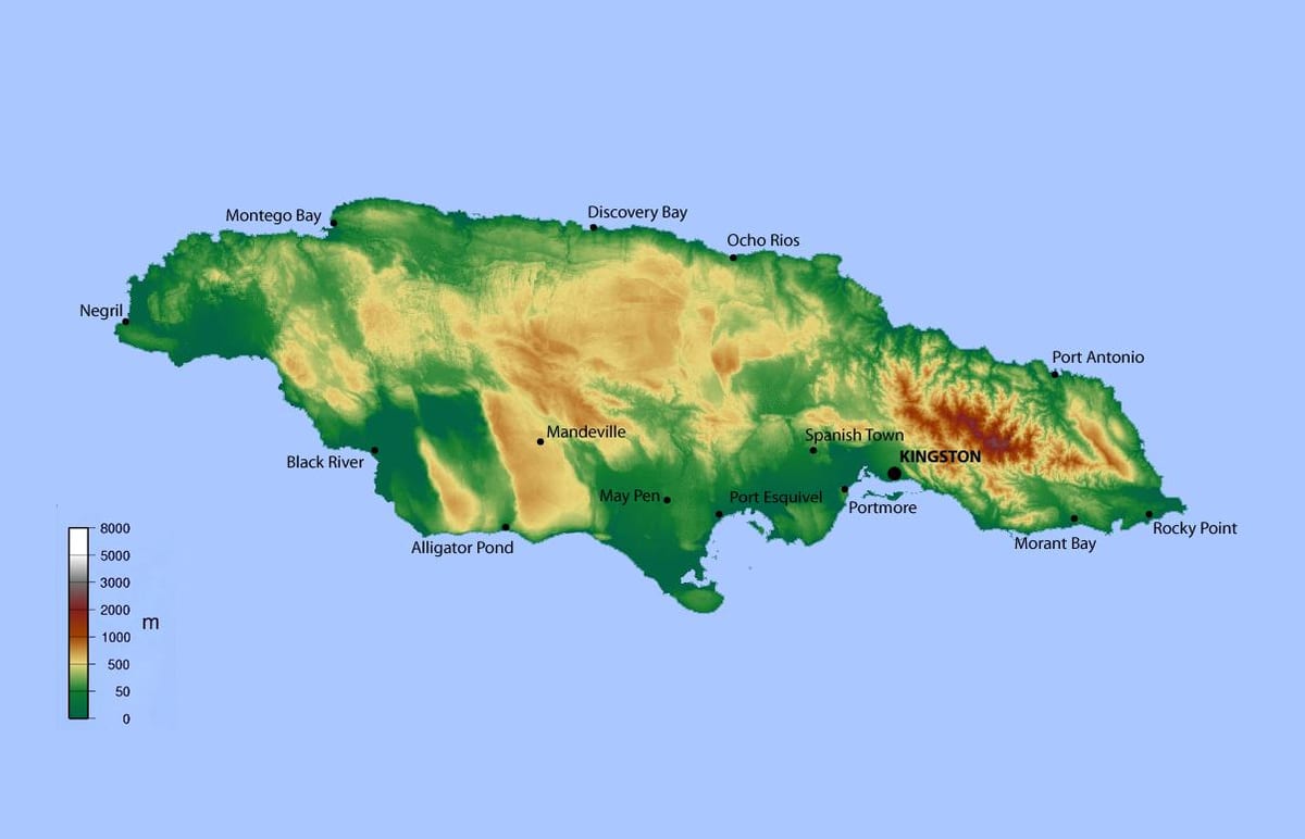 Kort over jamaica højde 