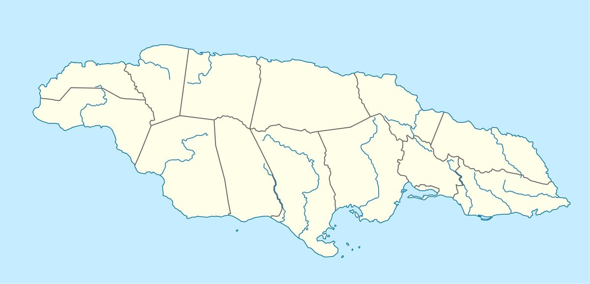 kort over jamaica, der viser floder