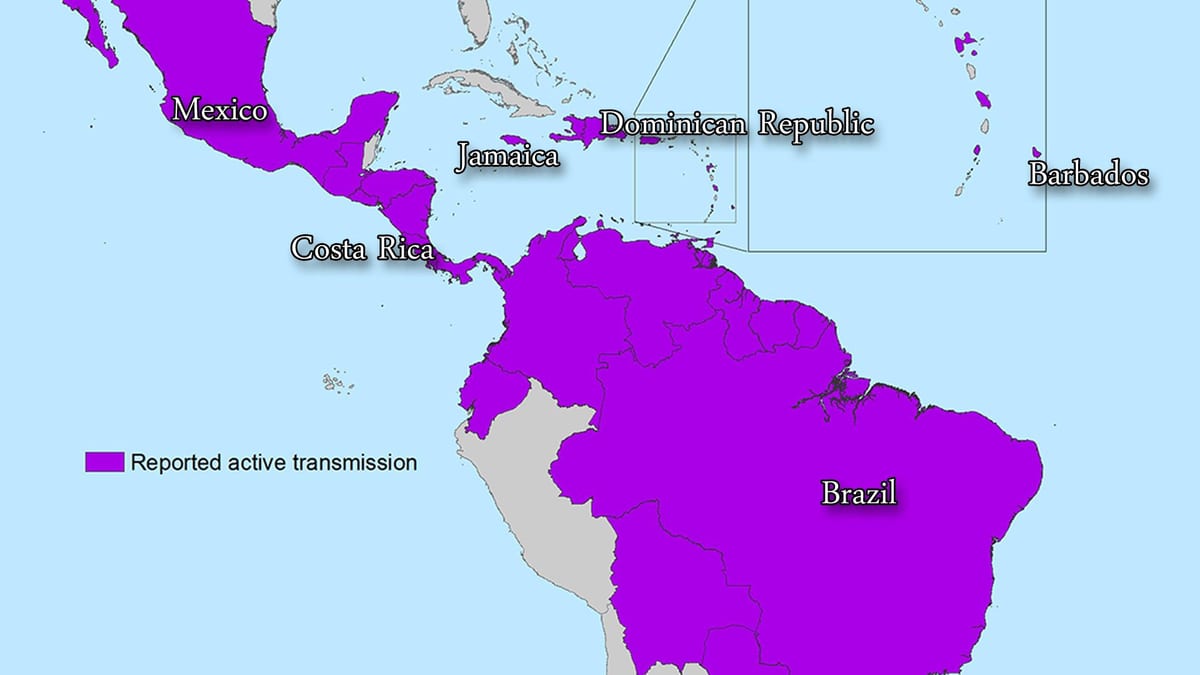 Kort over jamaica zika