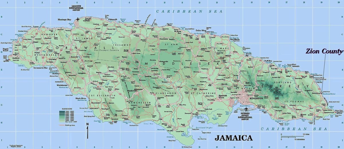 Kort af jamaicas nordkyst