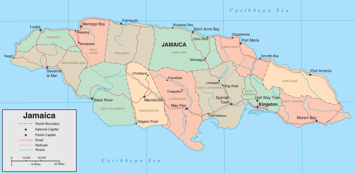 Kort over politiske jamaica