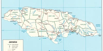 Kort over floder i jamaica