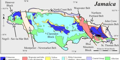Kort over geologiske jamaica