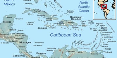 Jamaica på kort i caribien