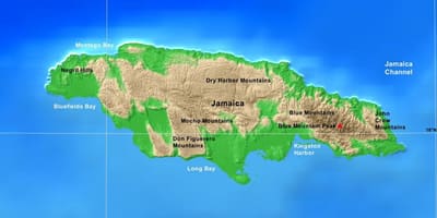 Kort over jamaica bjerge 
