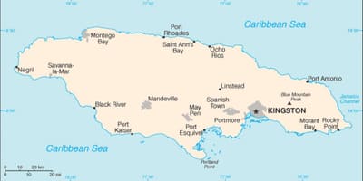 Kort over jamaica område 