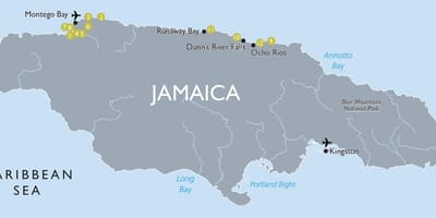 Kort turistattraktioner i jamaica