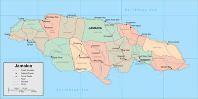 Kort over nord-syd motorvej jamaica