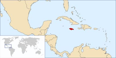 Jamaica land i verden kort